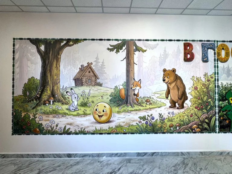 Пример вертикальной печати на стене от компании ULTRAPRINT
